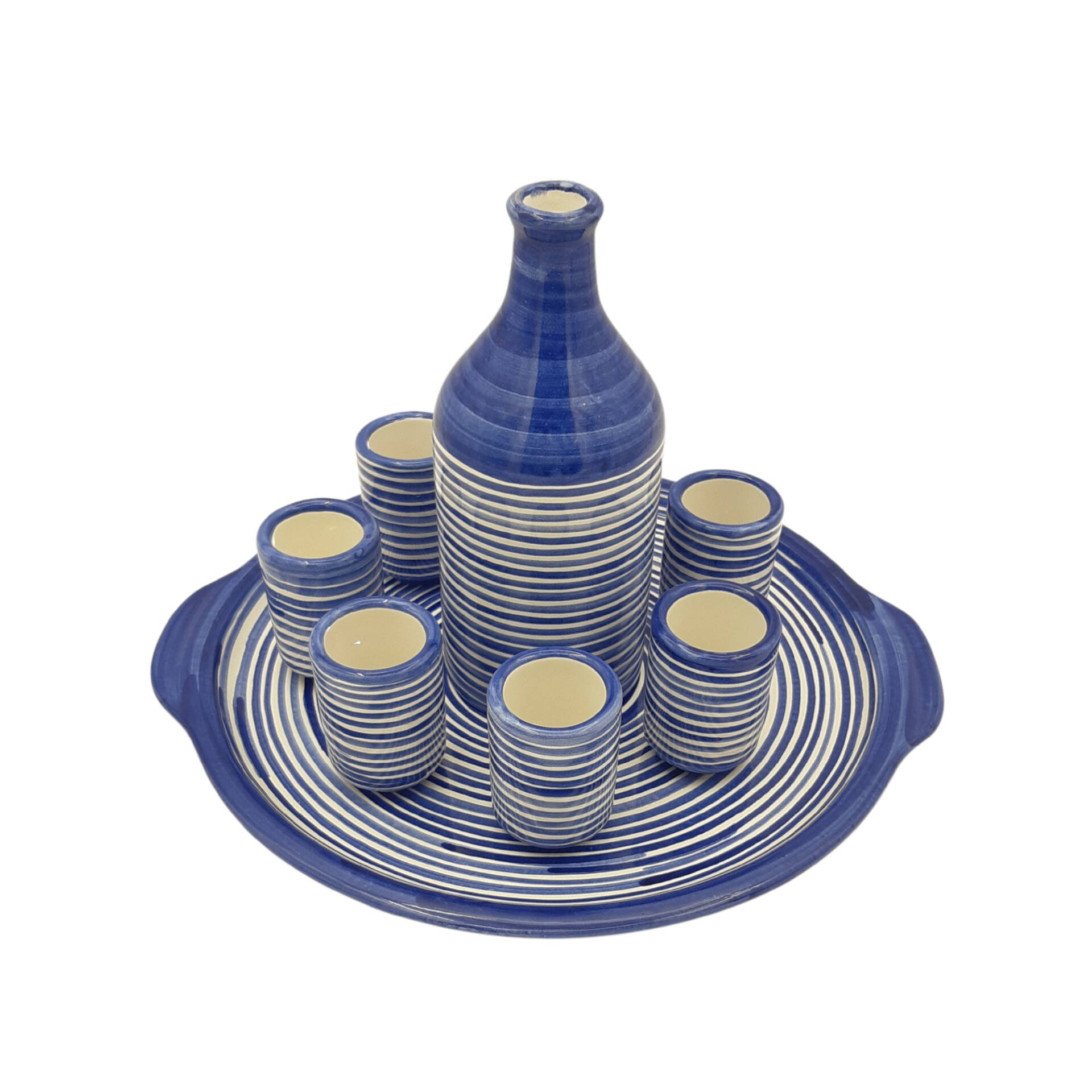 Servizio da limoncello per 6 persone decoro righe blu - immagine 3