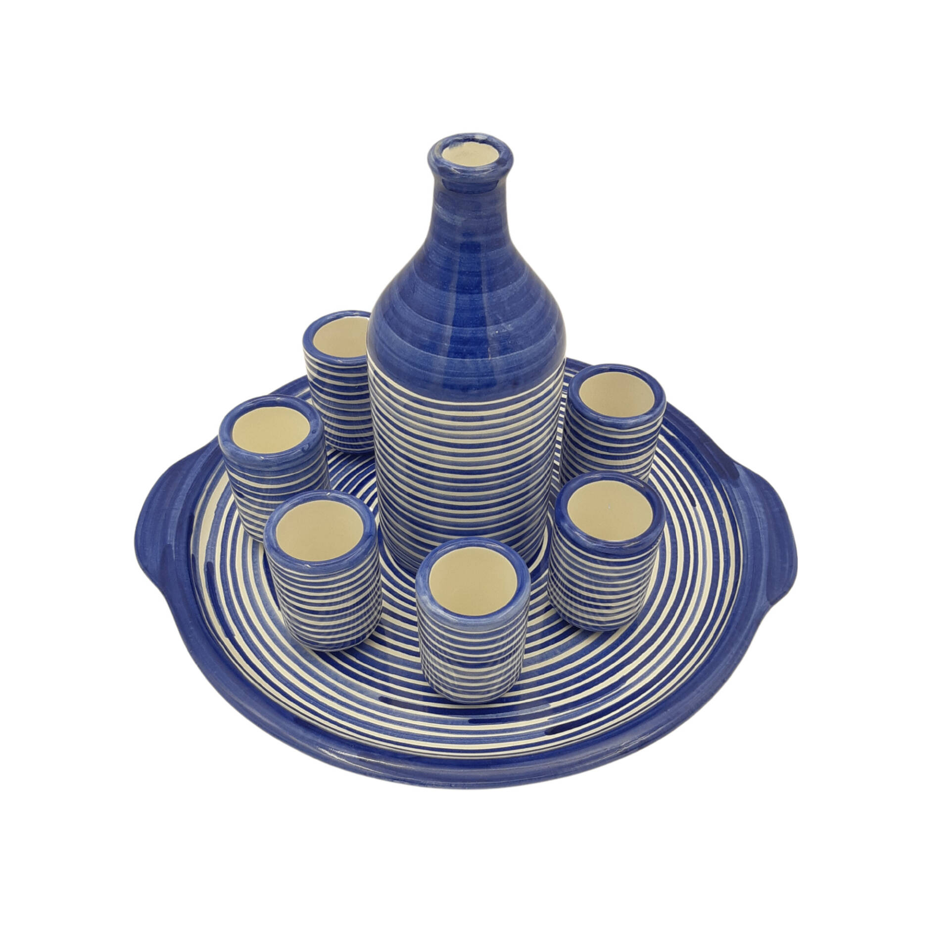 Servizio da limoncello per 6 persone decoro righe blu - immagine 4