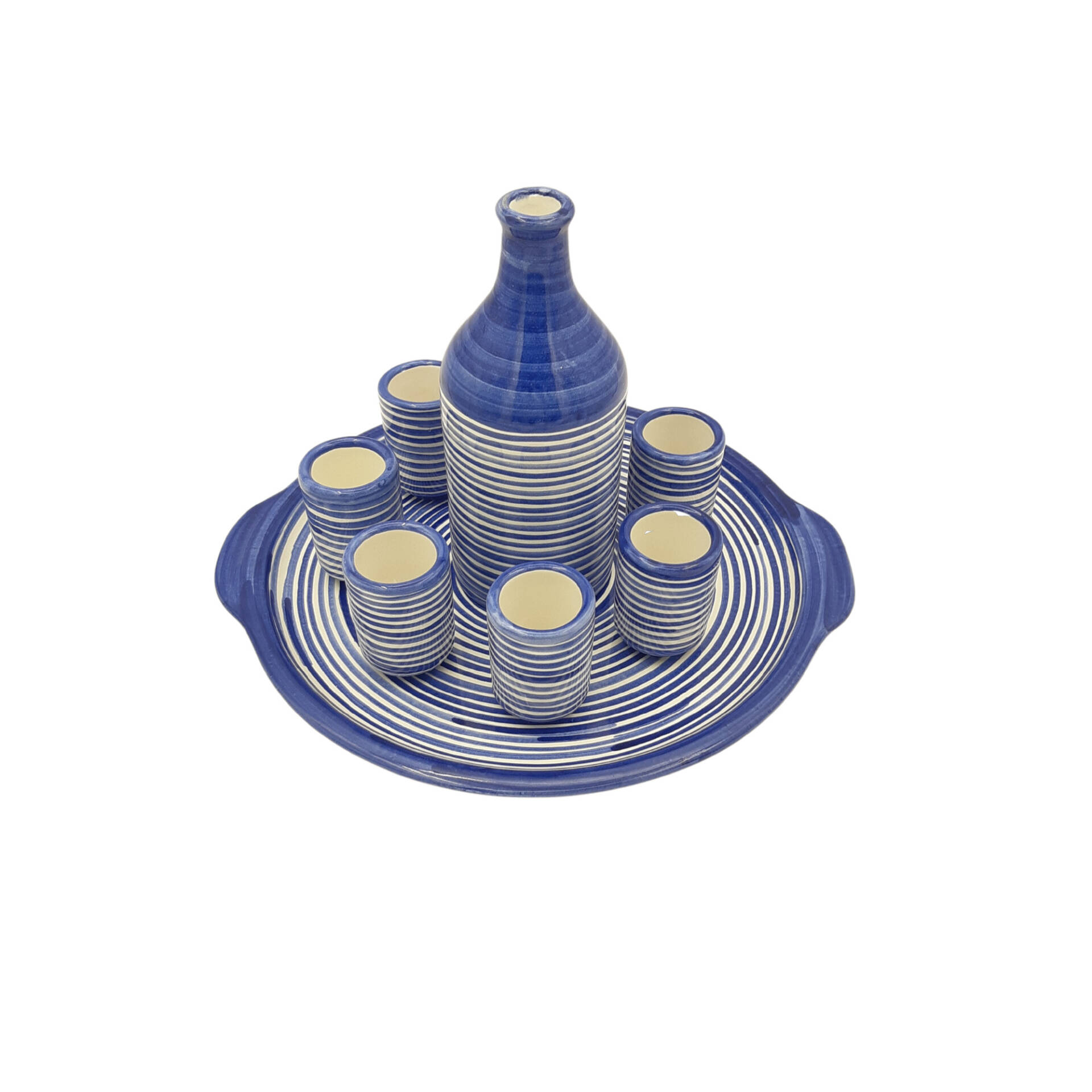 Servizio da limoncello per 6 persone decoro righe blu - immagine 5