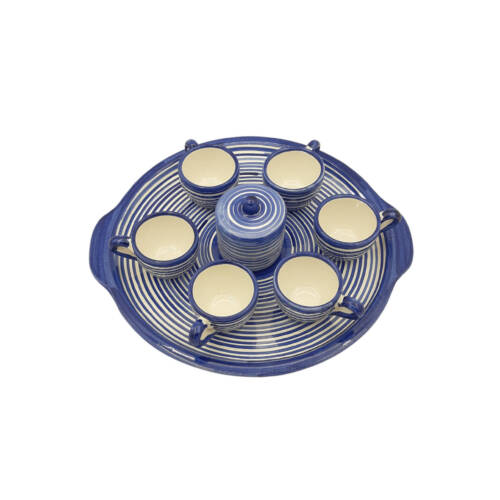 Servizio da caffè per 6 persone decoro righe blu