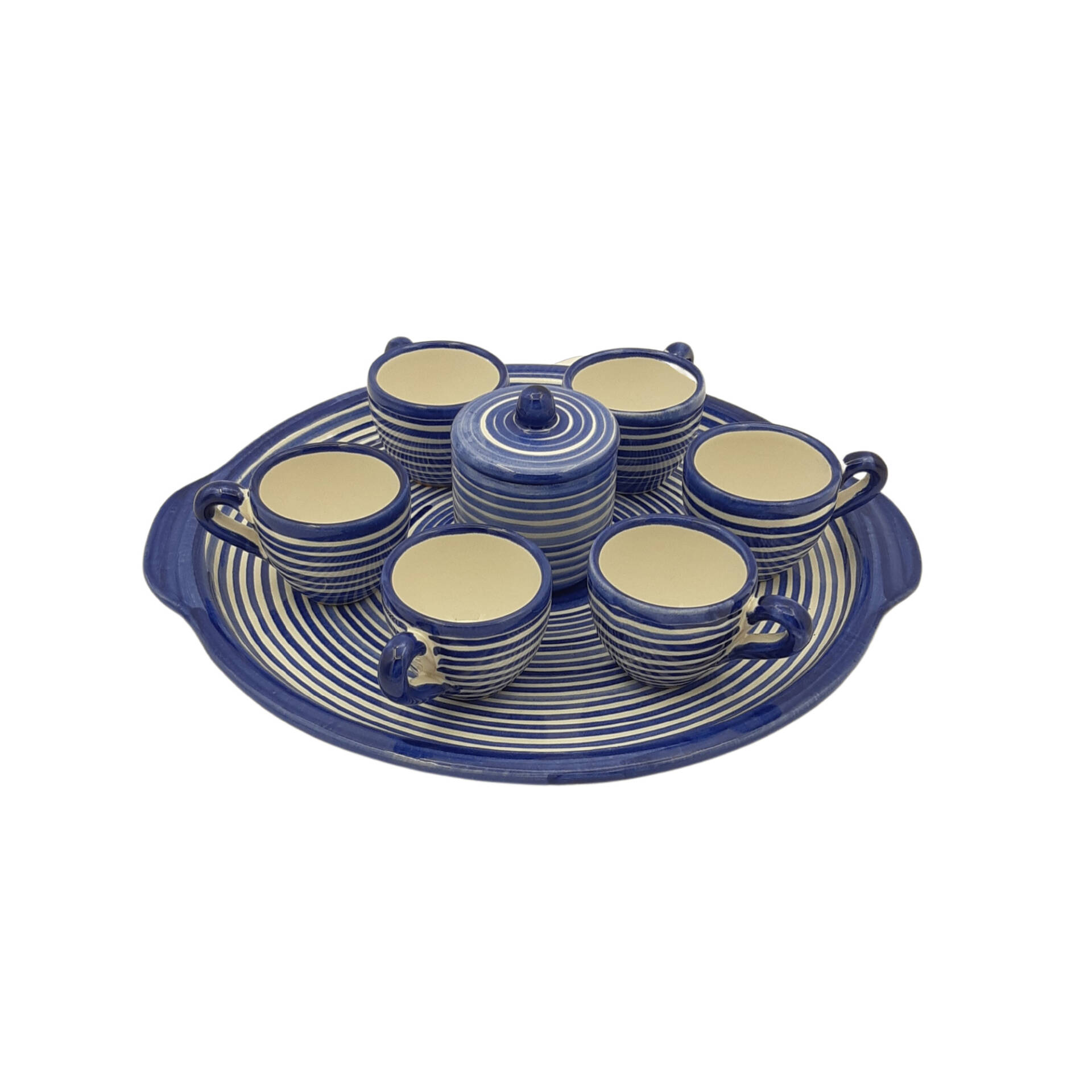Servizio da caffè per 6 persone decoro righe blu - immagine 2