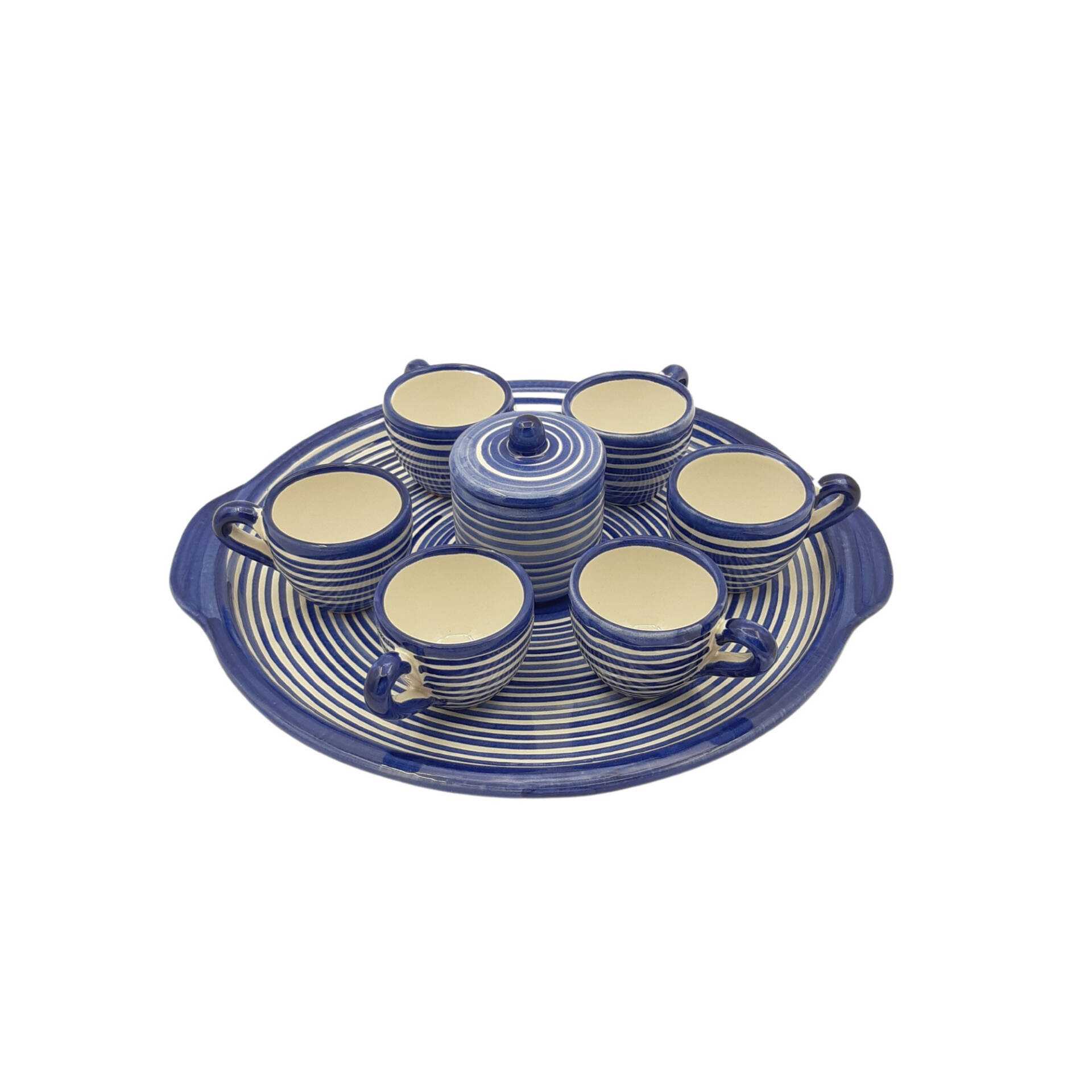 Servizio da caffè per 6 persone decoro righe blu - immagine 3