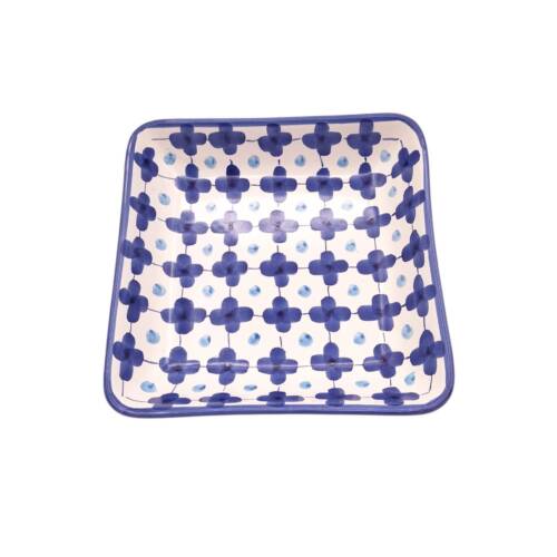 Coppa quadrata decoro Ischia blu