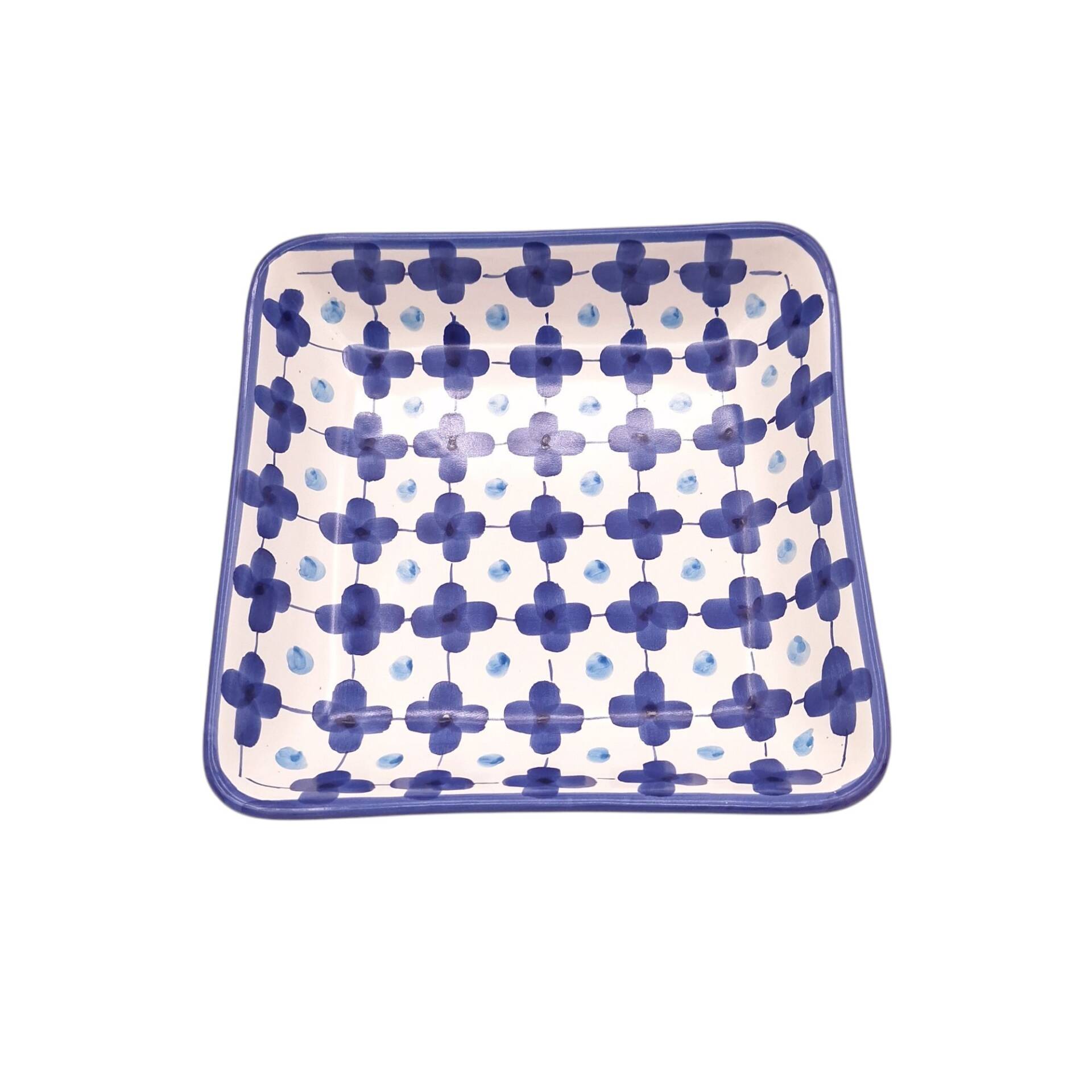 Coppa quadrata decoro Ischia blu