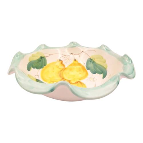 Centro tavola coppa smerlata decoro limoni