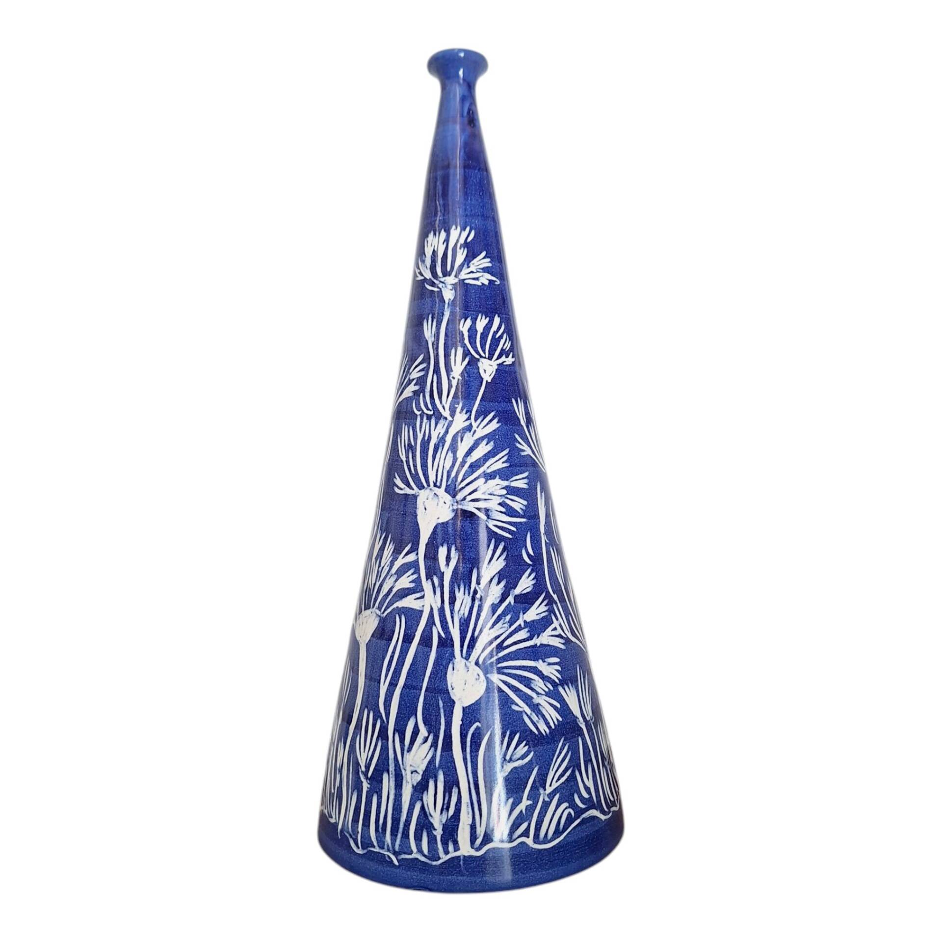 Bottiglia da decoro con decoro a graffio blu